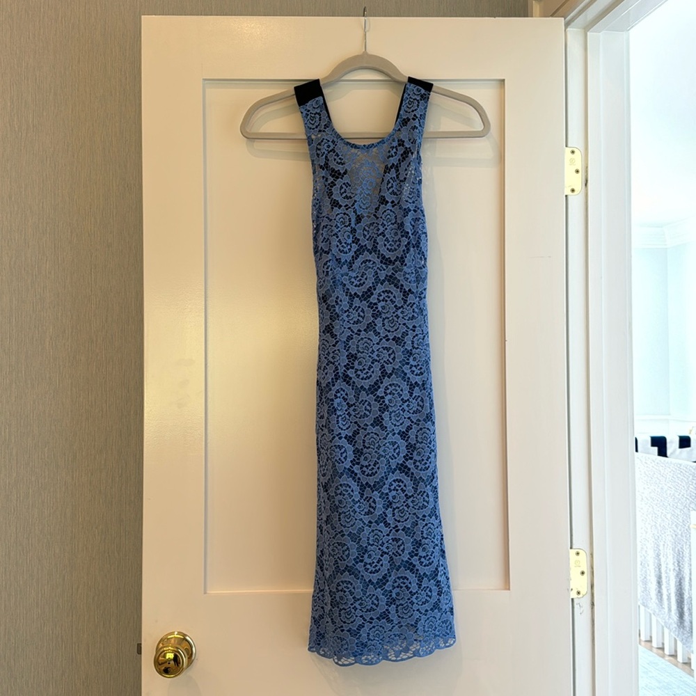 Nanette Lepore blue lace dress with black straps